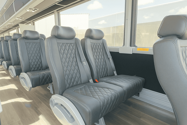 interior of Melbourne Minibus Company charter bus