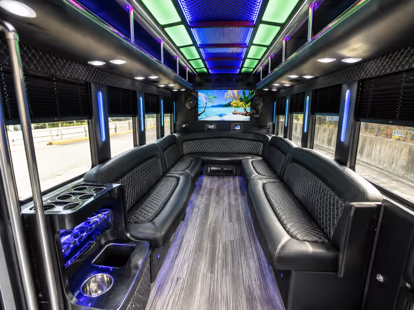 melbourne 18 passenger party bus inside