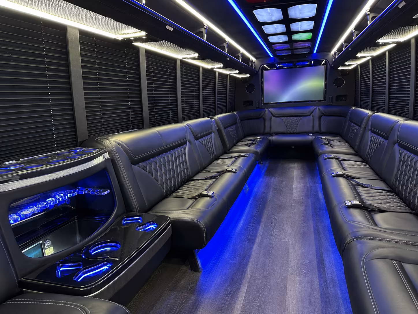 melbourne 20 passenger party bus inside