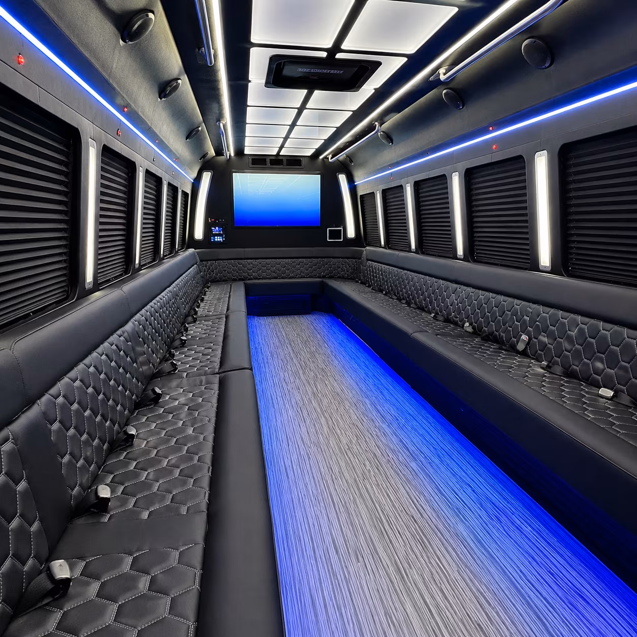 melbourne 50 passenger party bus inside